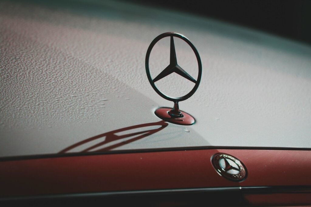 a mercedes emblem on the hood of a car